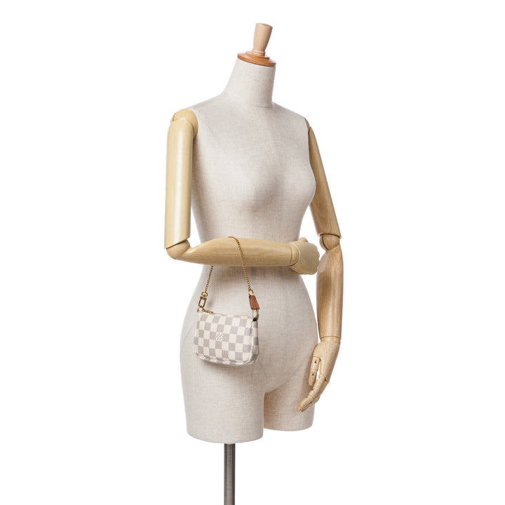 Damier Azur Mini Pochette Accessoires White - Gaby Paris