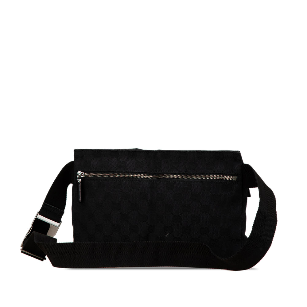 Gucci GG Canvas Double Pocket Belt Bag Black - GABY PARIS