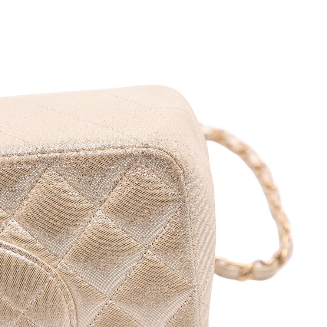 Medium Classic Iridescent Lambskin Double Flap Gold - Gaby Paris
