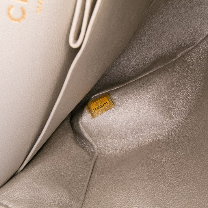 Medium Classic Iridescent Lambskin Double Flap Gold - Gaby Paris