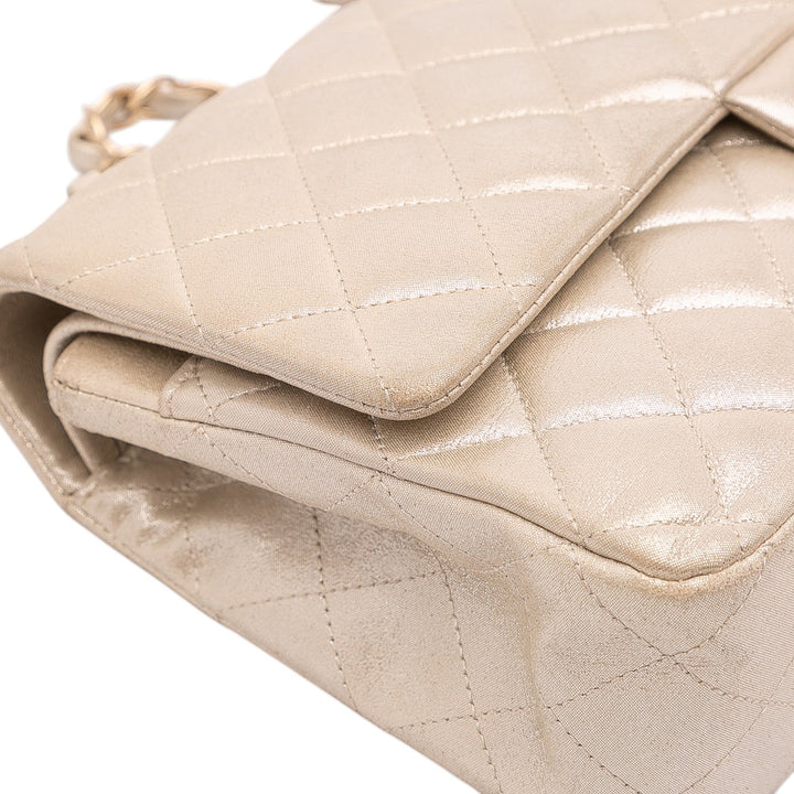 Medium Classic Iridescent Lambskin Double Flap Gold - Gaby Paris