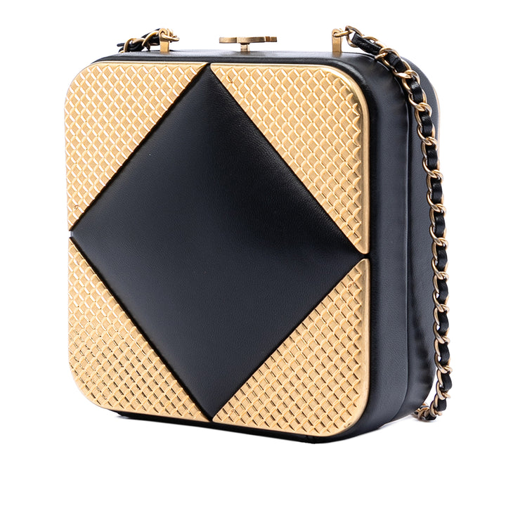 Chanel CC Cuir d’agneau et Metal Square Pochette avec chaîne