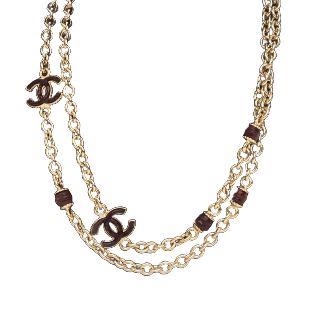 Gold Plated CC Long Chain Necklace Gold - Gaby Paris