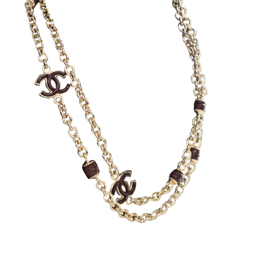 Gold Plated CC Long Chain Necklace Gold - Gaby Paris