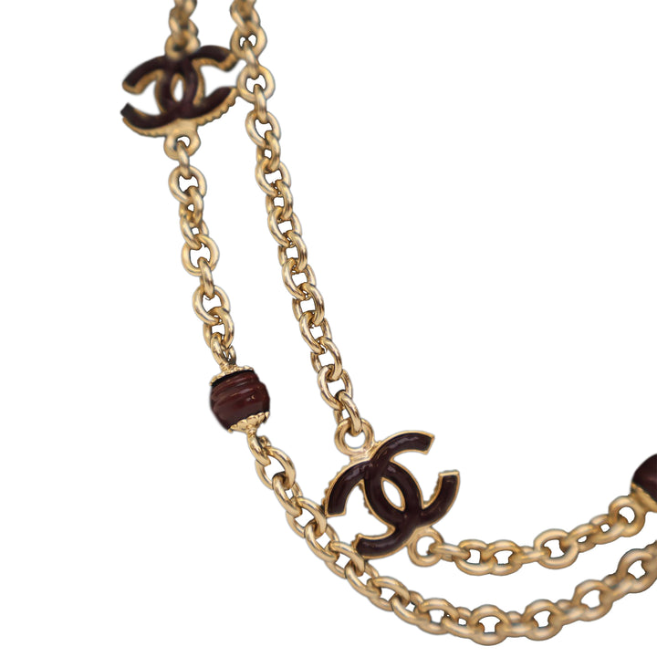 Gold Plated CC Long Chain Necklace Gold - Gaby Paris