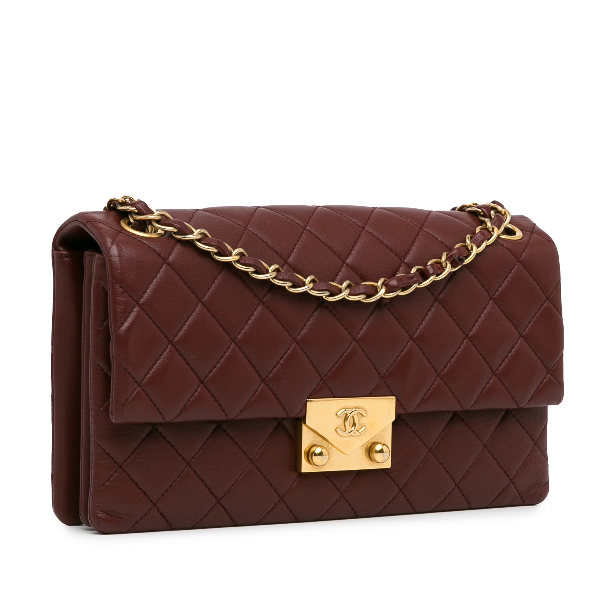 CC Quilted Lambskin Flap Red - Gaby Paris