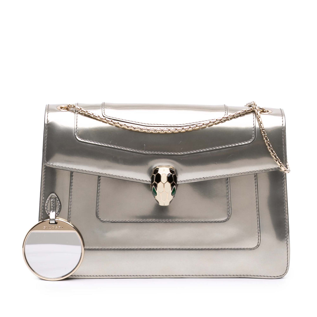 Bvlgari Sac porté épaule Serpenti Forever Moyen Argenté – vue principale – GABY PARIS