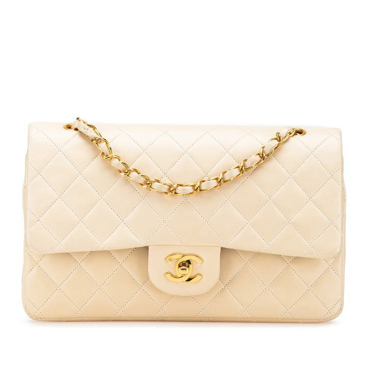 Medium Classic Lambskin Double Flap Brown - Gaby Paris