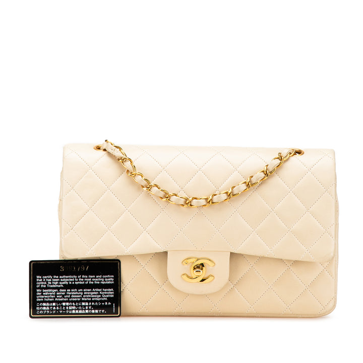 Medium Classic Lambskin Double Flap Brown - Gaby Paris