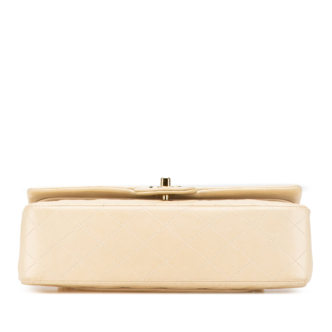 Medium Classic Lambskin Double Flap Brown - Gaby Paris