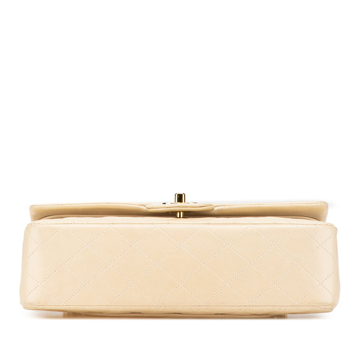 Medium Classic Lambskin Double Flap Brown - Gaby Paris