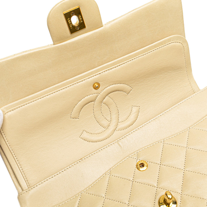 Medium Classic Lambskin Double Flap Brown - Gaby Paris