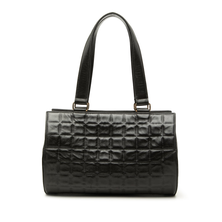 Chocolate Bar Barrel Sac Cuir d'agneau Noir