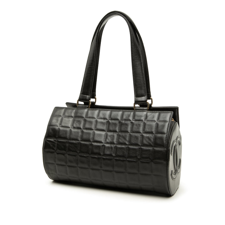 Chocolate Bar Barrel Sac Cuir d'agneau Noir