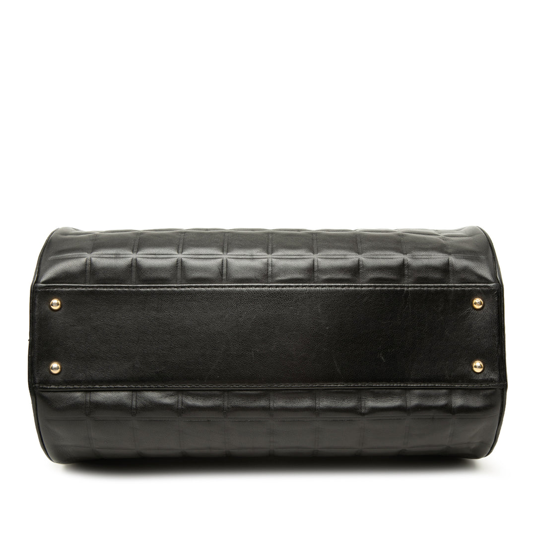 Chocolate Bar Barrel Sac Cuir d'agneau Noir