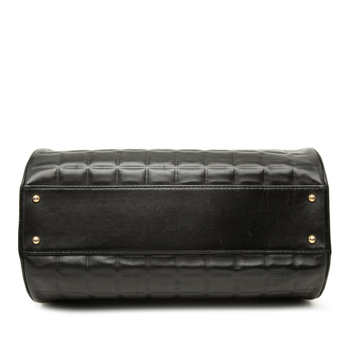 Chocolate Bar Barrel Sac Cuir d'agneau Noir