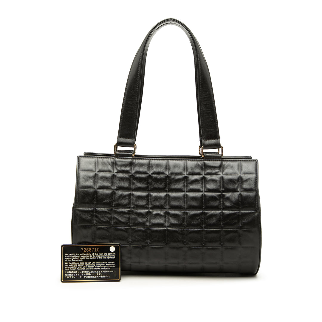 Chocolate Bar Barrel Sac Cuir d'agneau Noir