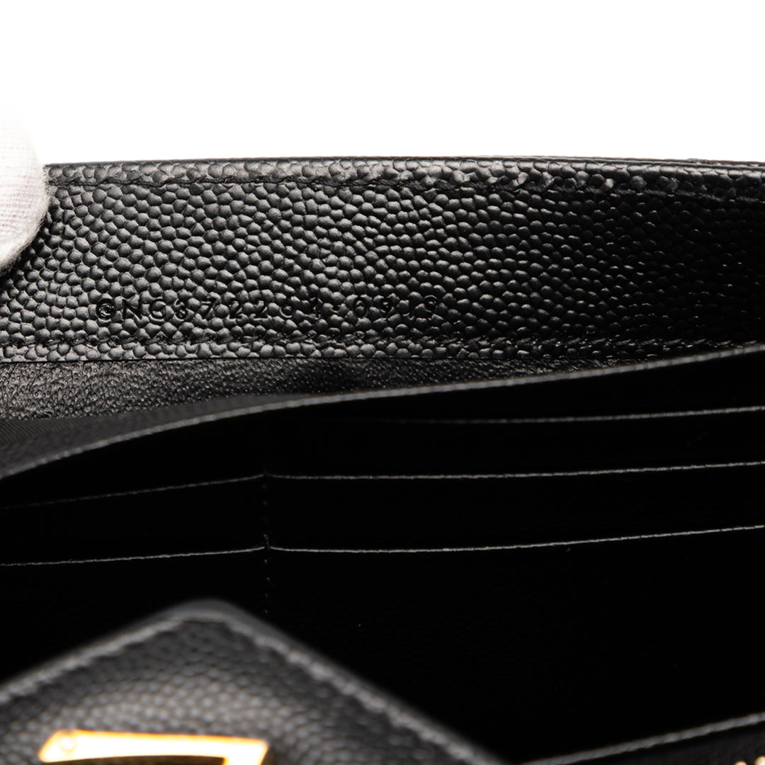 Saint Laurent Grain De Poudre Matelasse Chevron Monogram à rabat Portefeuille