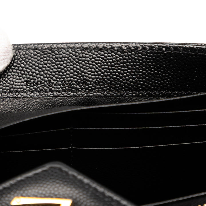 Saint Laurent Grain De Poudre Matelasse Chevron Monogram à rabat Portefeuille