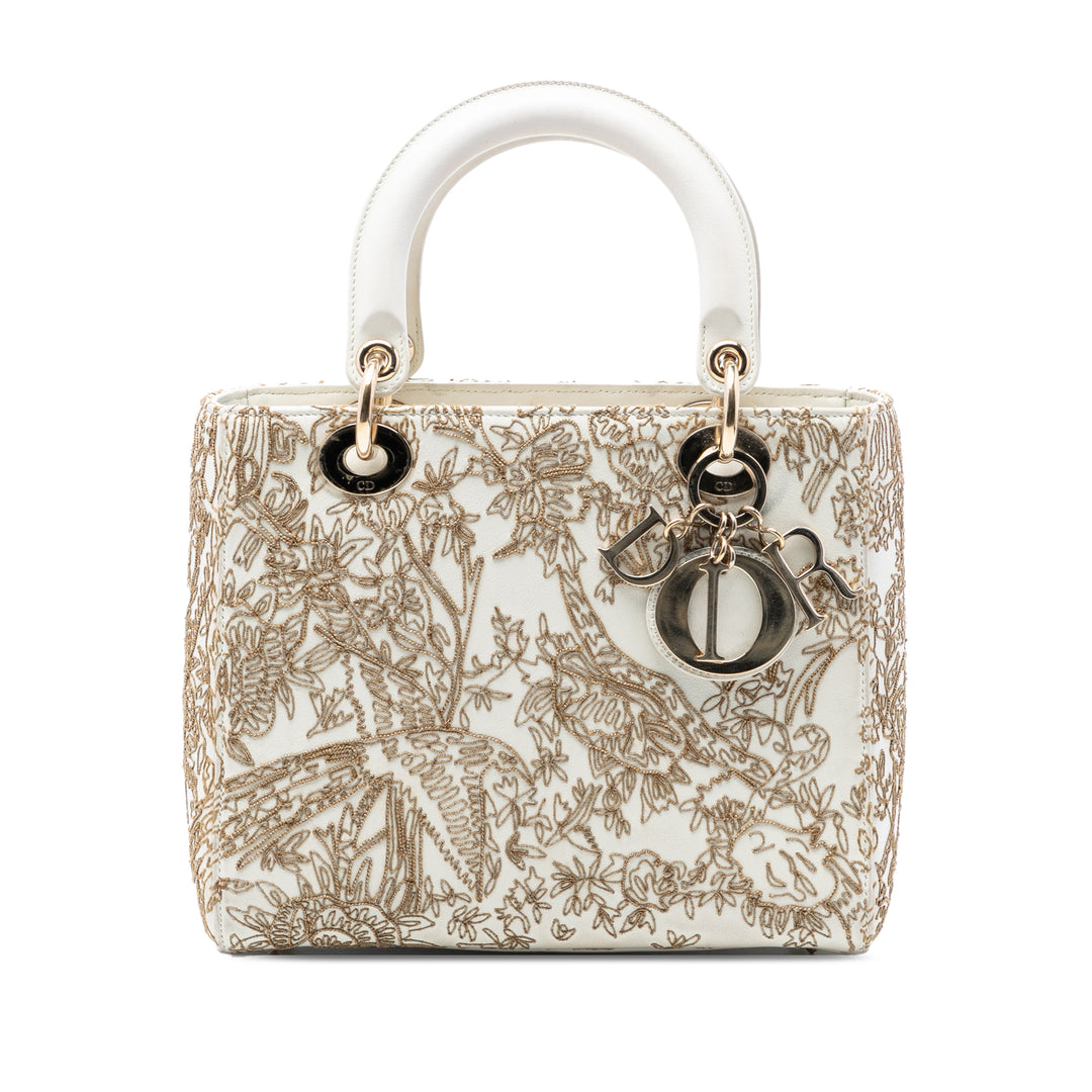 Dior Medium Cuir de veau brodé Jardin D Hiver Lady Dior