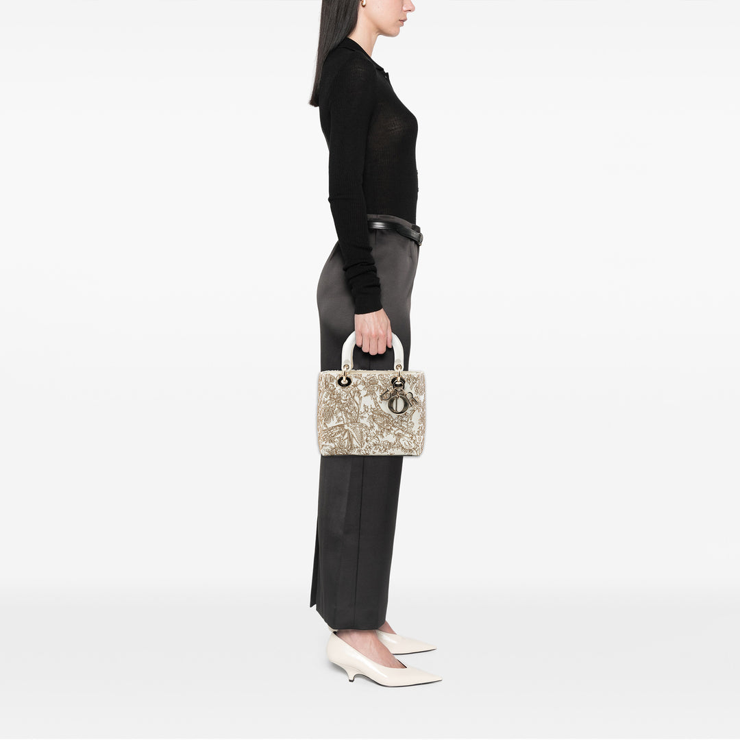 Dior Medium Cuir de veau brodé Jardin D Hiver Lady Dior