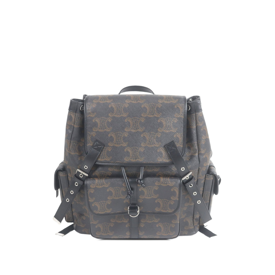 Celine Triomphe Sac à dos Grand Triomphe enduite Marron – vue principale – GABY PARIS