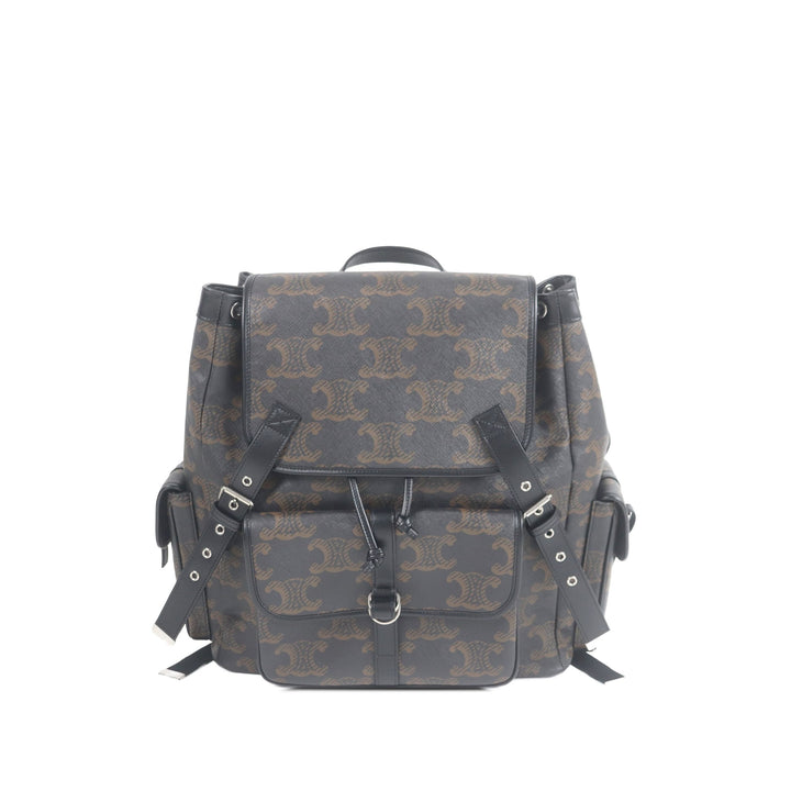 Celine Triomphe Sac à dos Grand Triomphe enduite Marron – vue principale – GABY PARIS