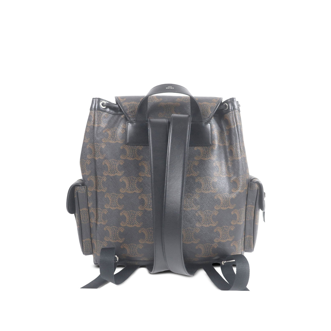 Celine Triomphe Sac à dos Grand Triomphe enduite Marron – vue 2 – GABY PARIS