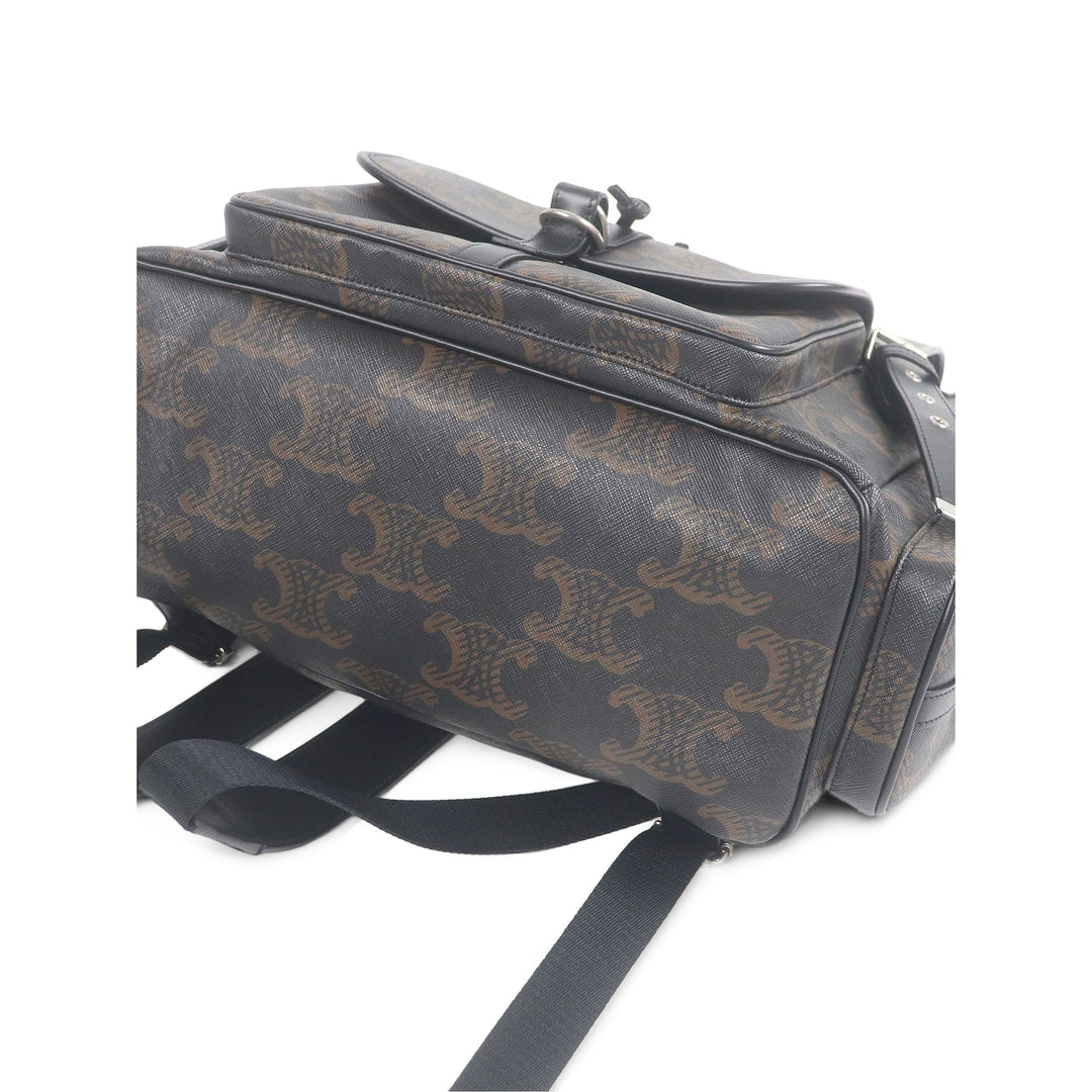 Celine Triomphe Sac à dos Grand Triomphe enduite Marron – vue 3 – GABY PARIS