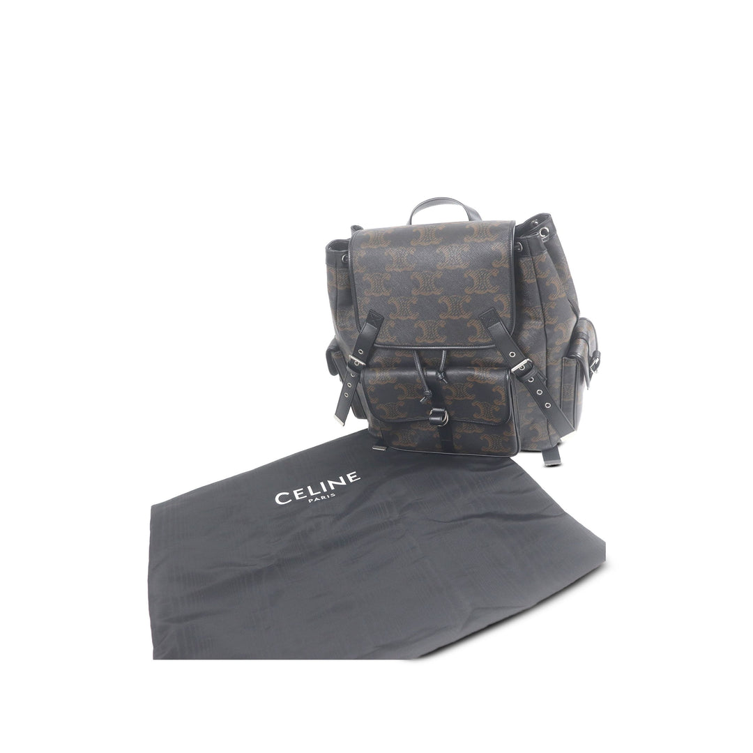 Celine Triomphe Sac à dos Grand Triomphe enduite Marron – vue 6 – GABY PARIS