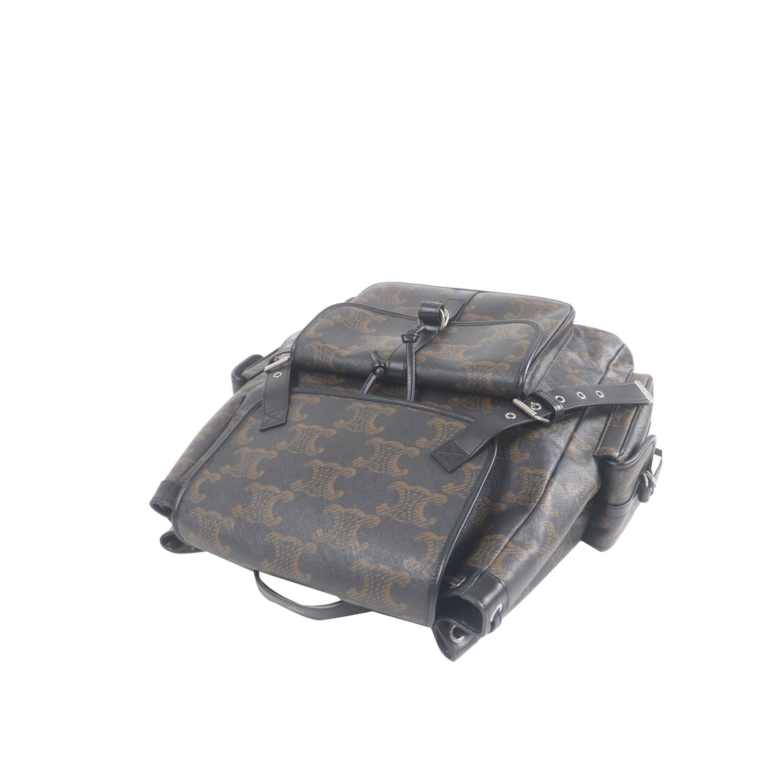 Celine Triomphe Sac à dos Grand Triomphe enduite Marron – vue 9 – GABY PARIS