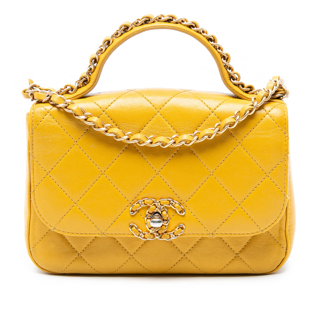 Chanel Small Quilted Cuir d’agneau Chain Infinity Top Handle Bag Jaune – GABY PARIS Authentique