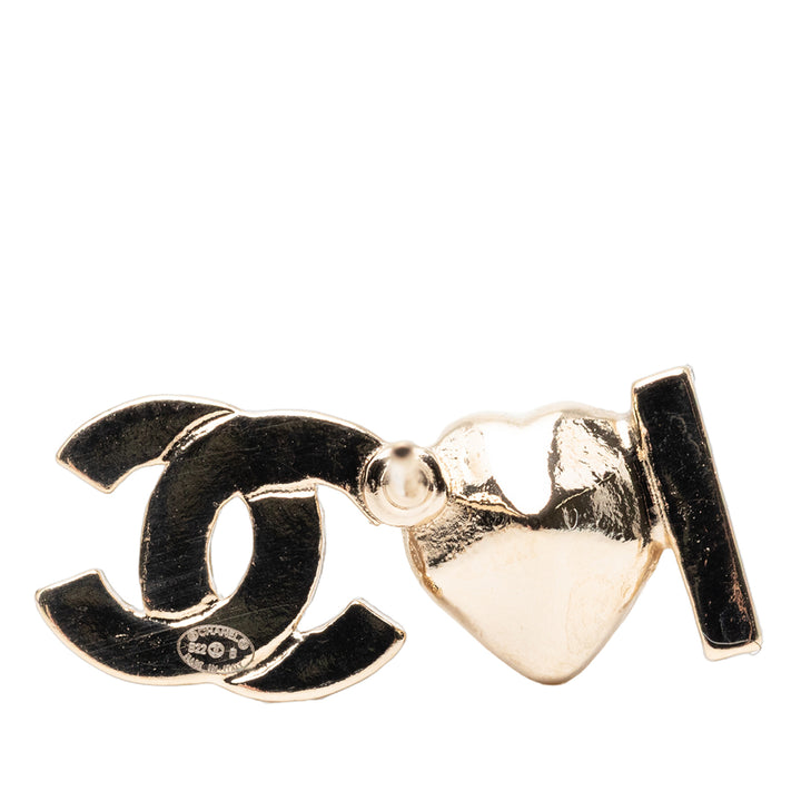 Chanel plaqué I Heart CC Coco Strass Ear Cuff Boucles d'oreilles Métal