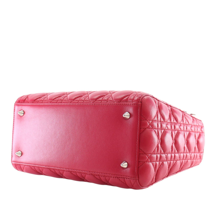 Lady Dior Cannage Moyen Cuir d'agneau Rouge