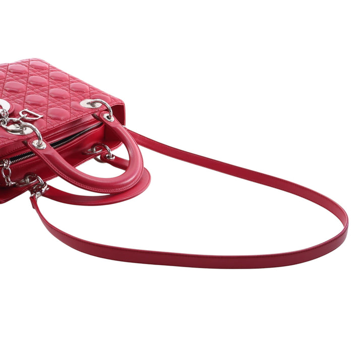 Lady Dior Cannage Moyen Cuir d'agneau Rouge