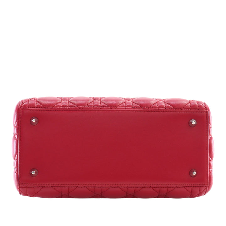 Lady Dior Cannage Moyen Cuir d'agneau Rouge
