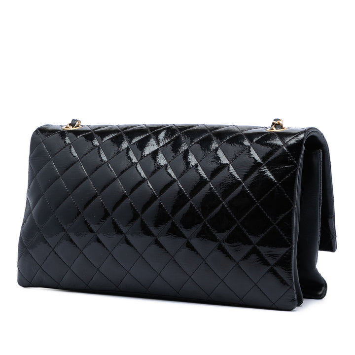 Chanel Matelassé froissé Cuir verni Pagoda Accordion à rabat