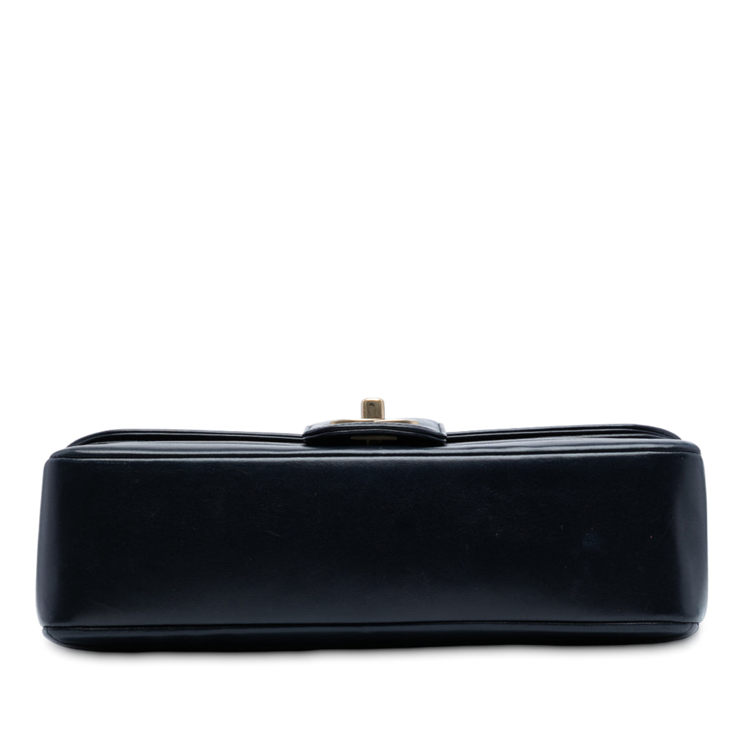 Chanel CC Horizontal Quilted Cuir d’agneau Double rabat Bleu