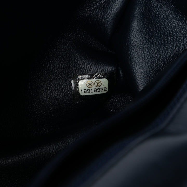 Chanel CC Horizontal Quilted Cuir d’agneau Double rabat Bleu