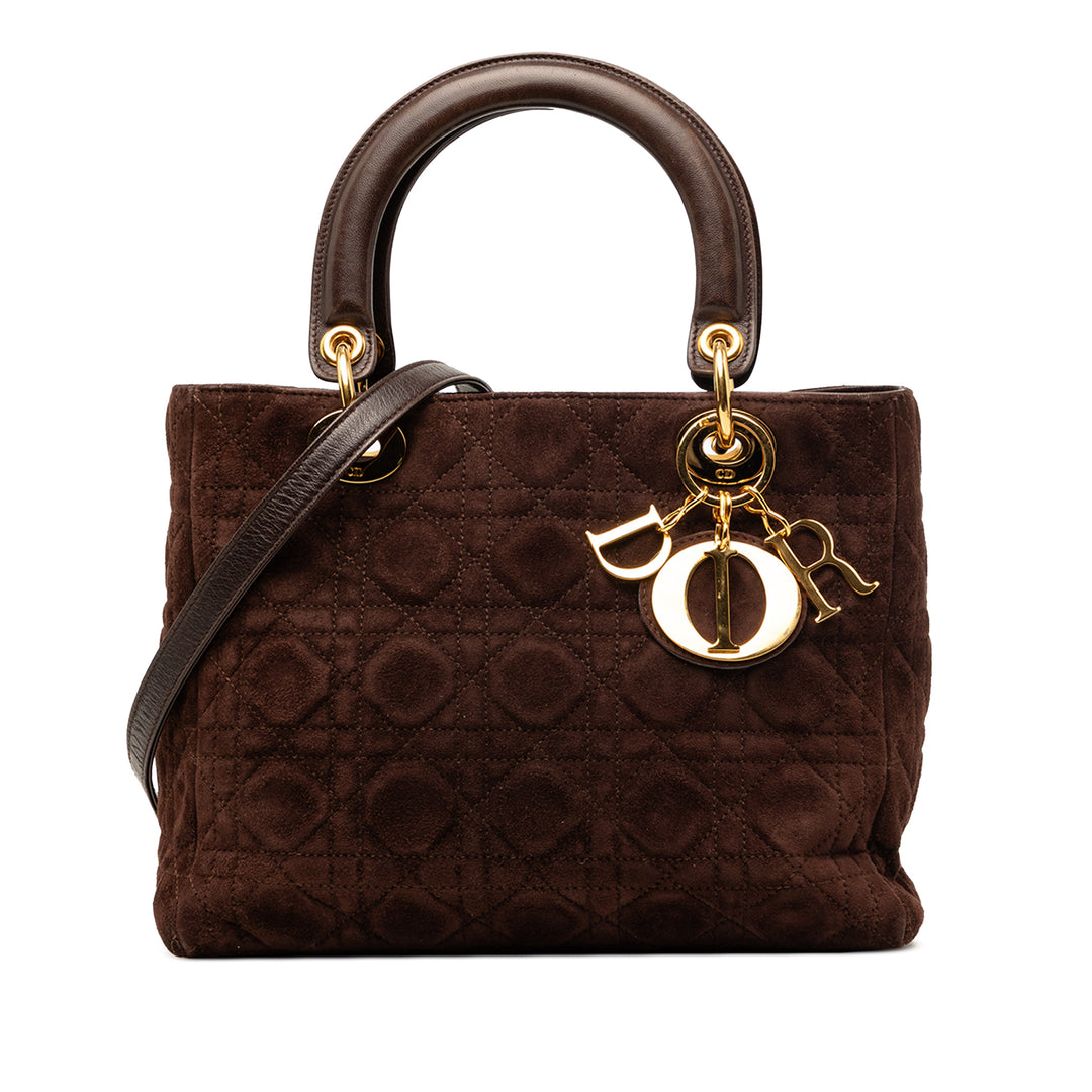 Dior Medium Daim Cannage Lady Dior