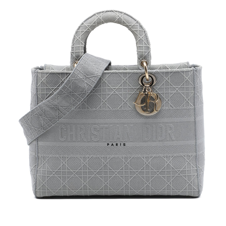 Lady D-Lite Cannage brodé Grand Gris