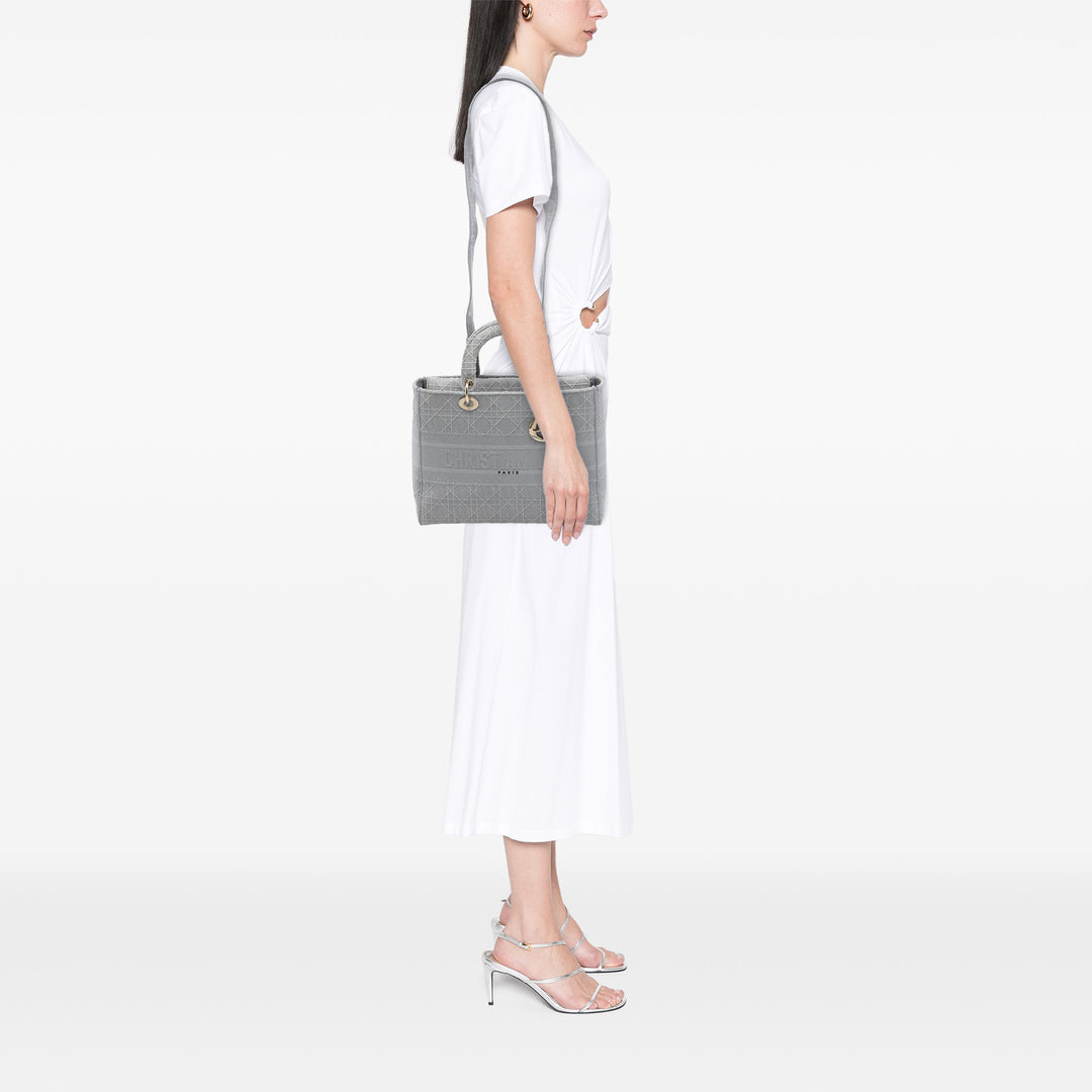 Lady D-Lite Cannage brodé Grand Gris
