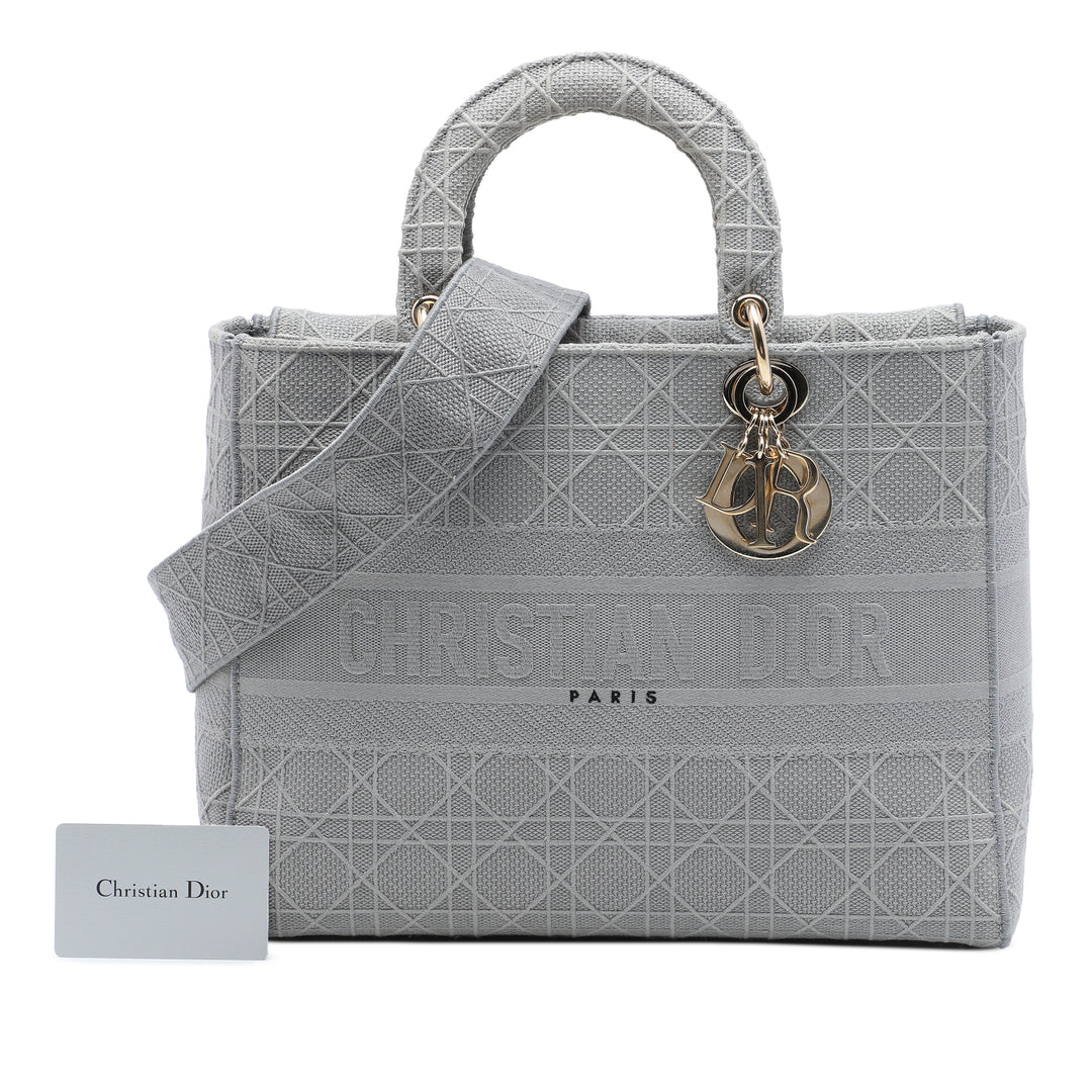 Lady D-Lite Cannage brodé Grand Gris