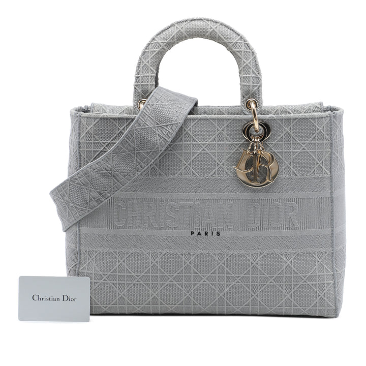 Lady D-Lite Cannage brodé Grand Gris