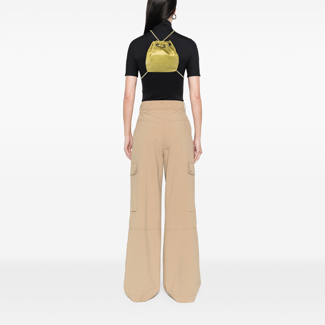 Chanel CC Cuir d’agneau Drawstring Sac à dos Vert