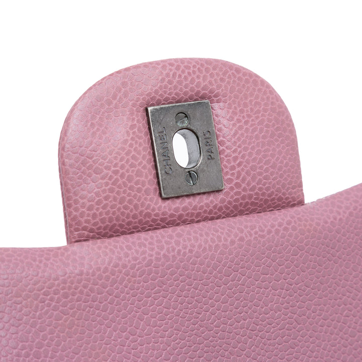 Jumbo Classic Caviar Double Flap Pink - Gaby Paris