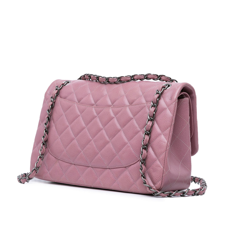 Jumbo Classic Caviar Double Flap Pink - Gaby Paris