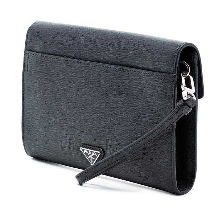 Prada Saffiano Envelope Push Lock Pochette