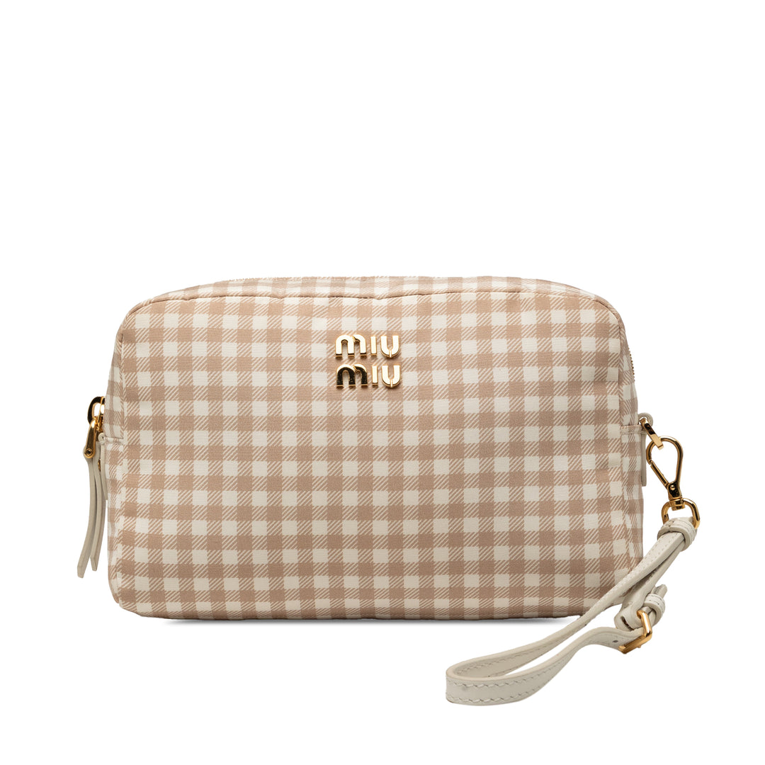 Miu Miu Nylon Vichy Wristlet Pochette
