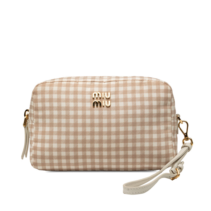 Miu Miu Nylon Vichy Wristlet Pochette